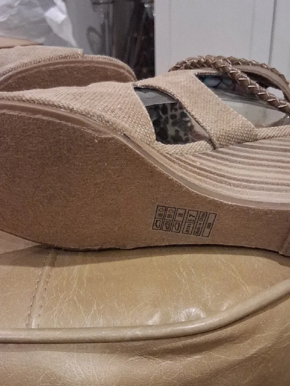 BLOWFISH Women's Tan Wedge Sandals with Braided Strap